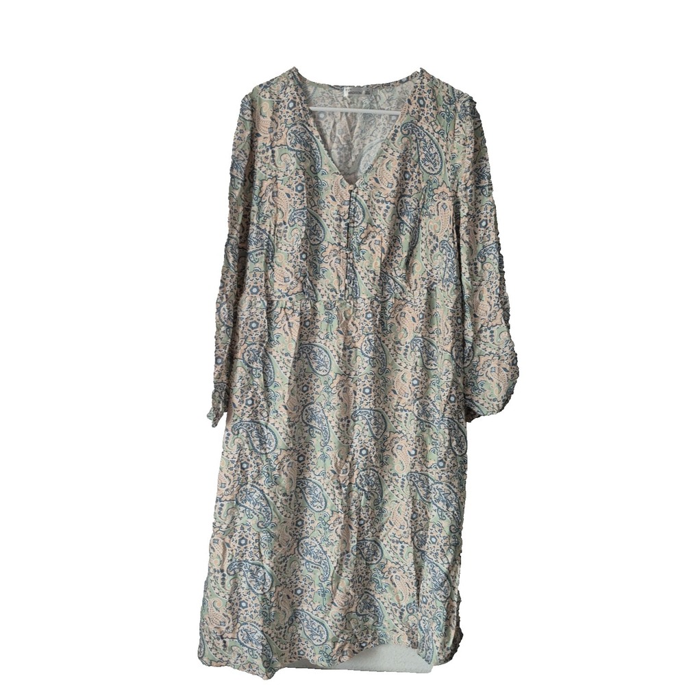89th & Madison Dress Womens 1X Pastel Paisely V Neck A Line Boho Festival NEW